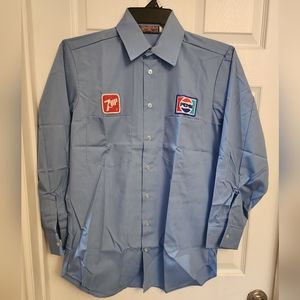 Vintage Retro Pepsi/7up Blue‎ Men's M  Advertisement Button Up Shirt.